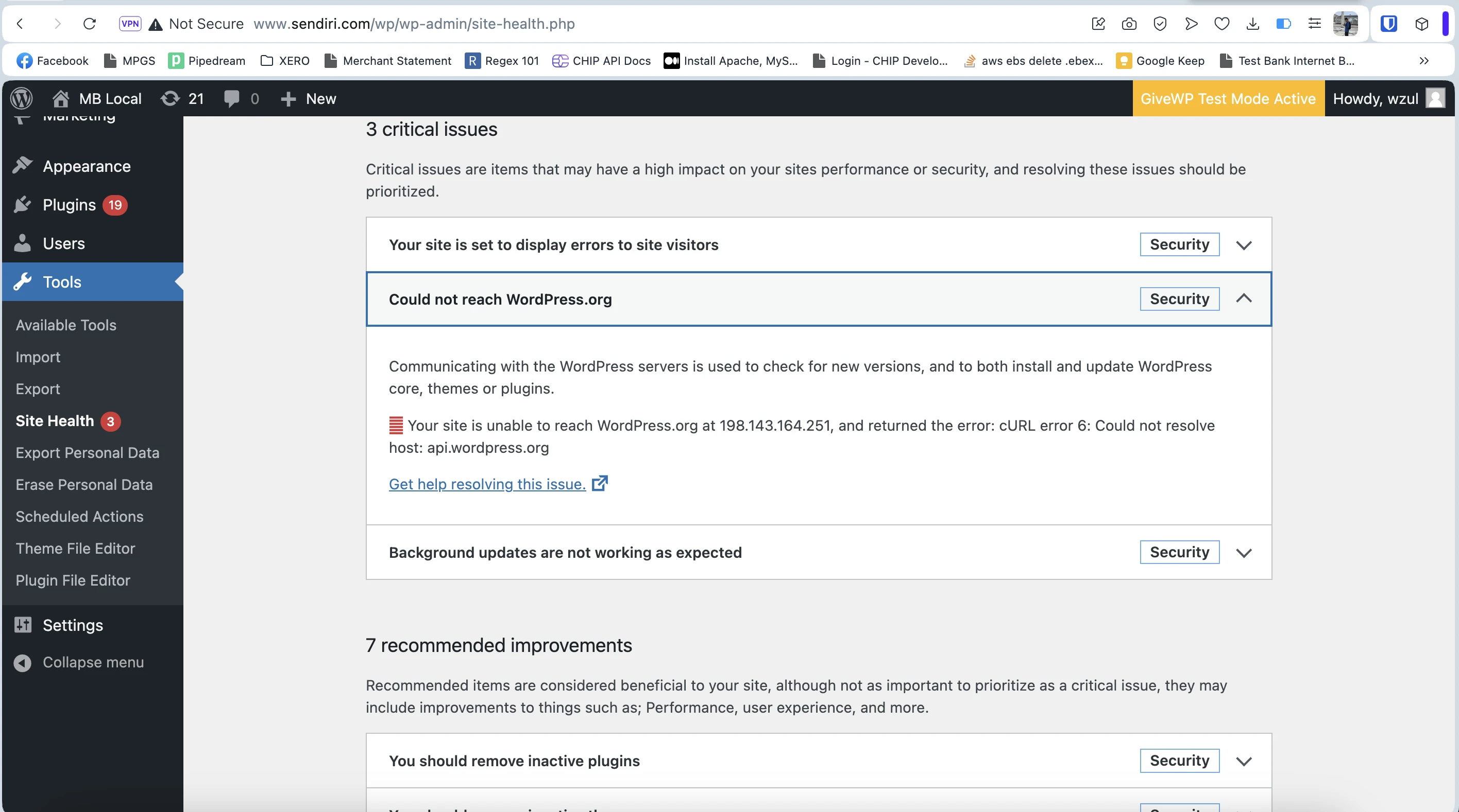 WordPress does not have IPv6 support (yet)